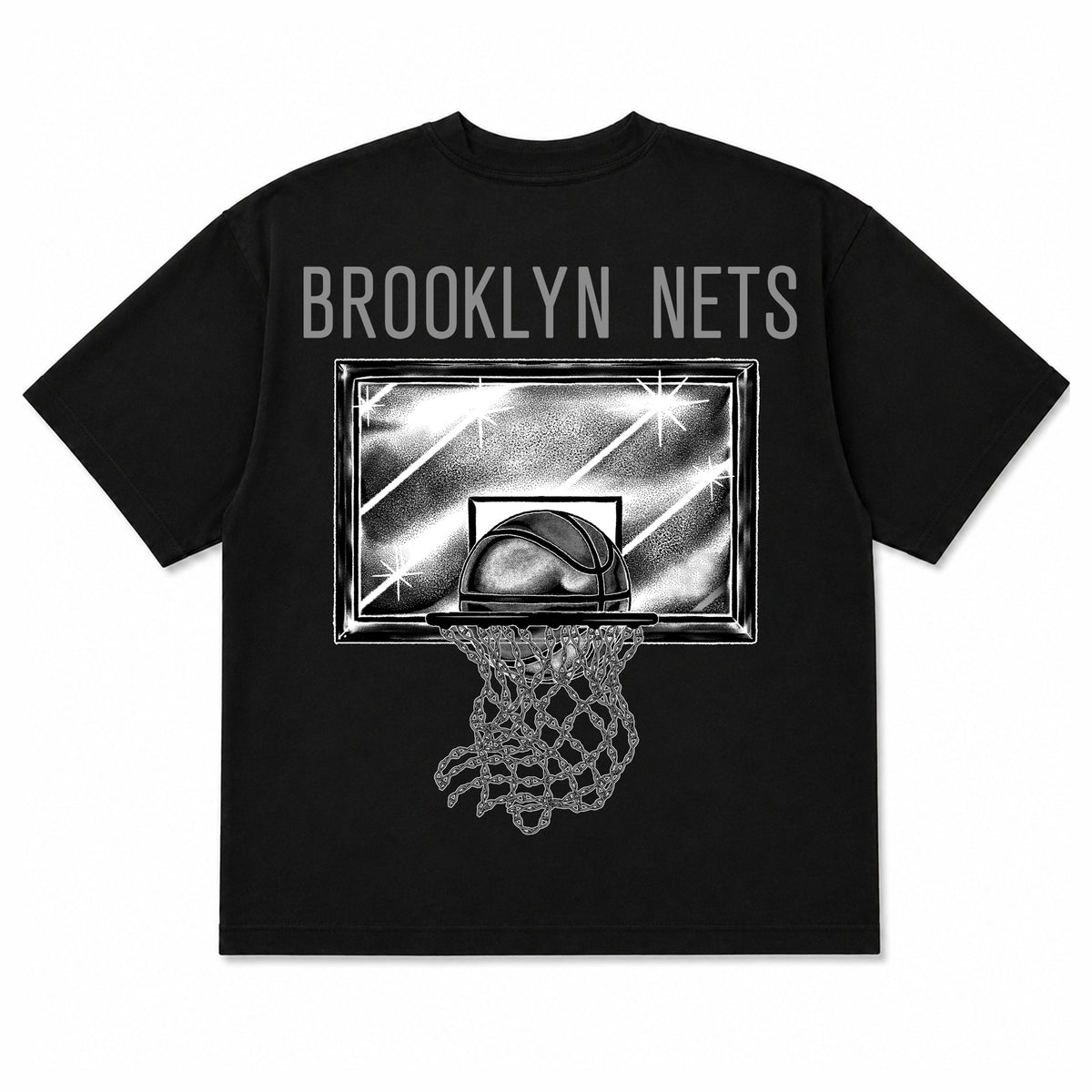 Brooklyn Nets Black NBA shirt Round21 basketball hoop