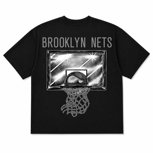 Brooklyn Nets Black NBA shirt Round21 basketball hoop